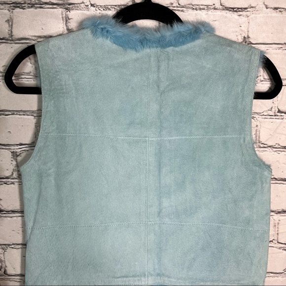 'NWT Vintage Designer Rabbit Fur Vest Genuine Leather Size Small - Picture 12 of 16